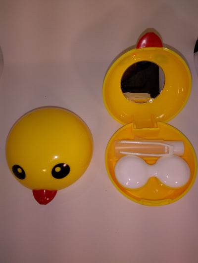 Yellow Duck Contact Lens Case with Accessories and Mirror - Go-Readers.com